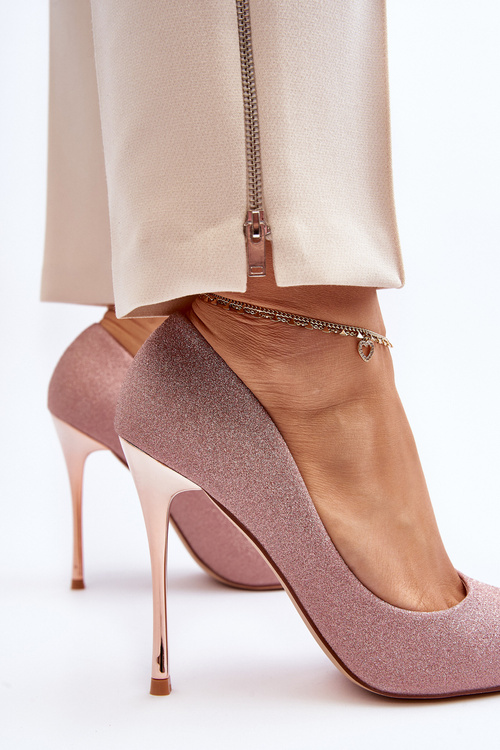 Brokatowe Szpilki Champagne Tiberona