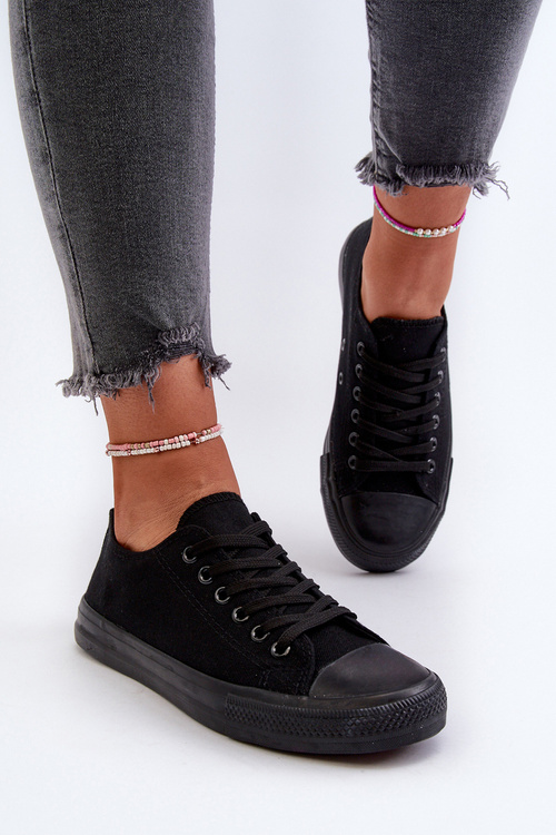 Trampki Damskie Klasyczne Niskie Czarne Caelira