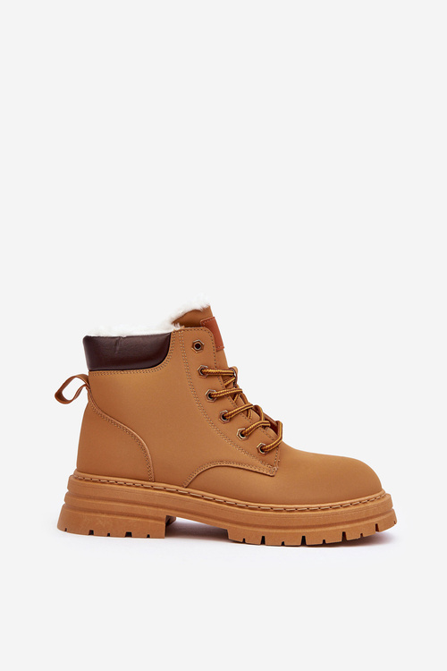 Damskie Trapery Ocieplane Futerkiem Camel Fenan