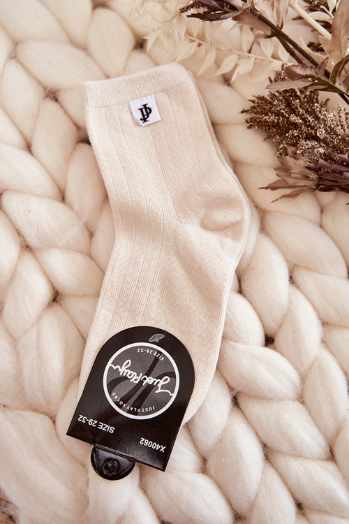 Młodzieżowe Klasyczne Skarpety Prążek Kremowe