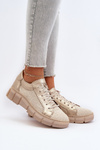 Damskie Skórzane Półbuty Maciejka 05850-22 Jasnobeżowe