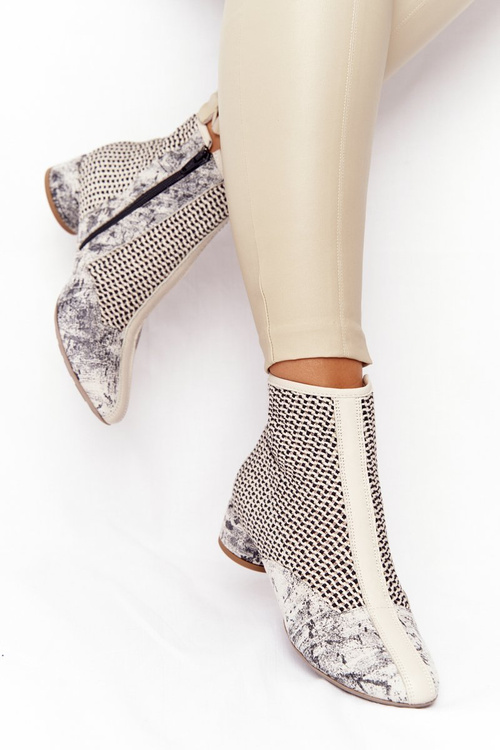 Botki Z Plecionki Na Obcasie Maciejka 04937-03 Popiel