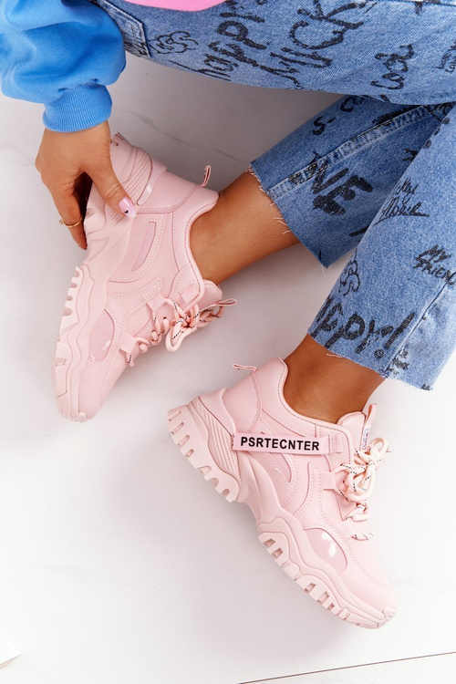 Damskie Sneakersy Na Masywnej Podeszwie Różowe Laugh