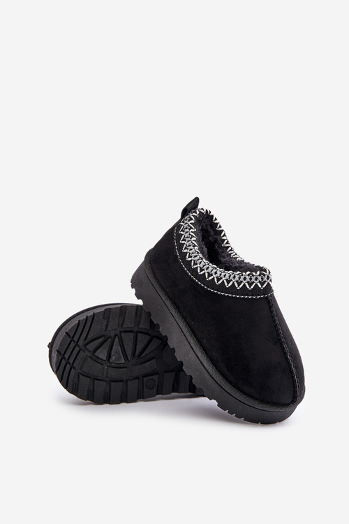 Śniegowce Botki Dziecięce Na Platformie Ocieplane Futerkiem Czarne Vilabria