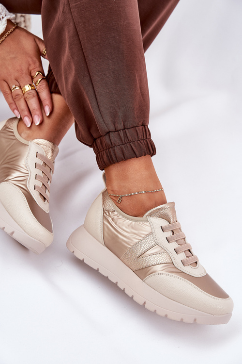 Buty Sportowe Damskie Na Platformie Vinceza 58510 Złote