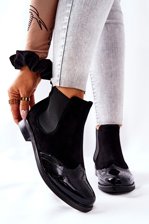 Skórzane Wsuwane Botki Laura Messi Czarne 2096