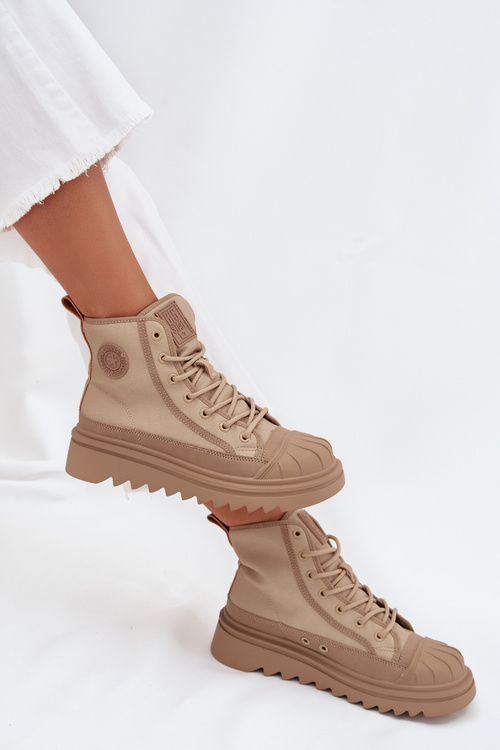 Wysokie Trampki Damskie Ocieplane Big Star OO274A356 Beżowe