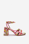 Wzorzyste Sandały Na Słupku Multikolor Jenglla