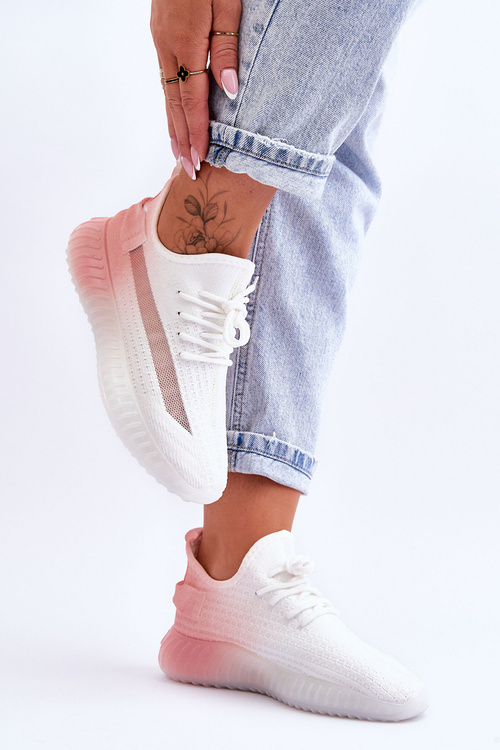 Wsuwane Buty Sportowe Ombre Biało-Różowe Boston