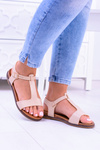 Beżowe Damskie Płaskie Sandałki Sunnyside