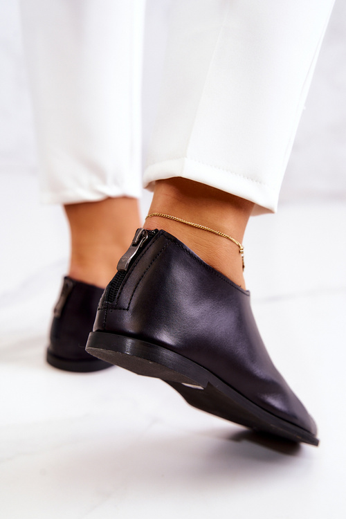 Skórzane Półbuty Na Suwak Nicole 2718/001 Czarne