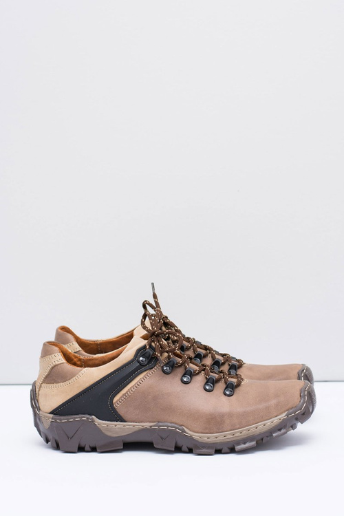 Męskie Skórzane Brązowe Półbuty Trekkingowe Bednarek