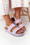 Zamszowe Sandały Na Platformie Fioletowe Olimpia