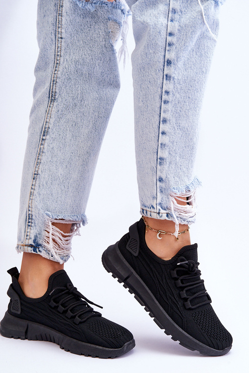 Damskie Wsuwane Buty Sportowe Sneakersy Czarne Rosett
