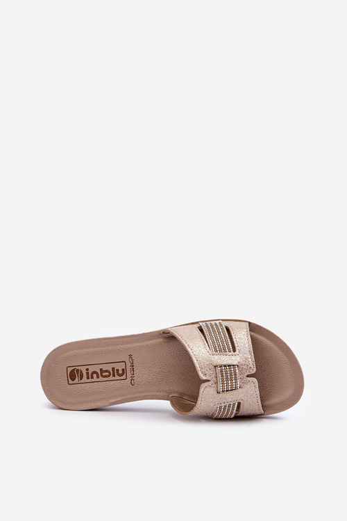 Wygodne Błyszczące Klapki Damskie Inblu BA000050 Złote