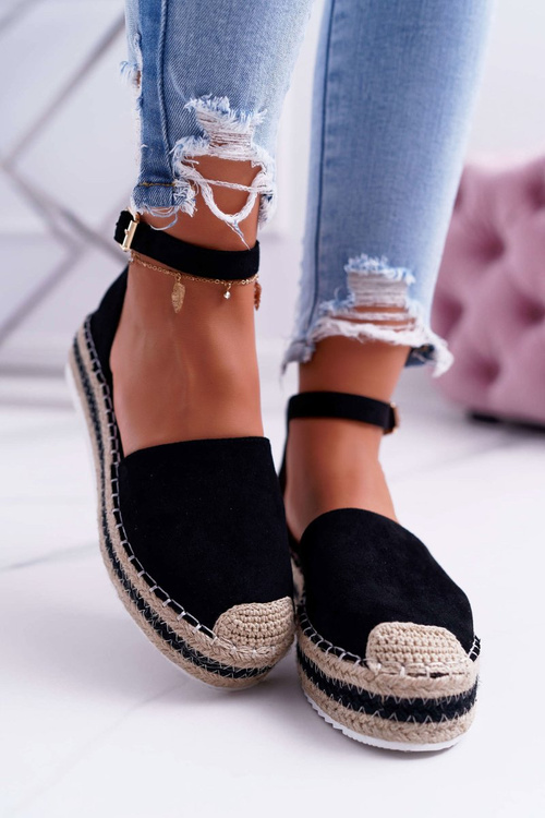 Espadryle Damskie Na Platformie Czarne Toca Toca