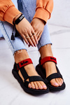 Damskie Sportowe Sandały Lee Cooper LCW-22-34-0954L Czarno-Czerwone