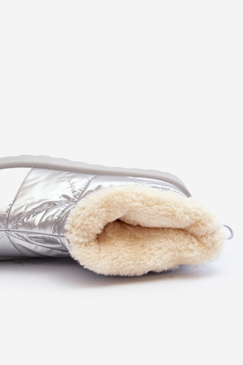 Śniegowce Damskie Na Masywnej Platformie Srebrne Fionia