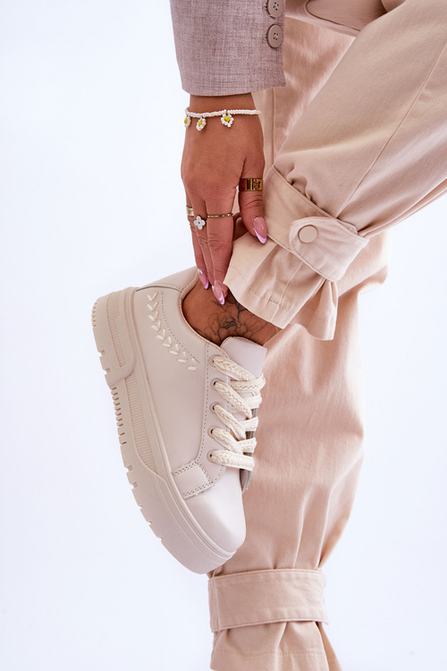 Wygodne Damskie Buty Sportowe Na Platformie Beżowe Devan