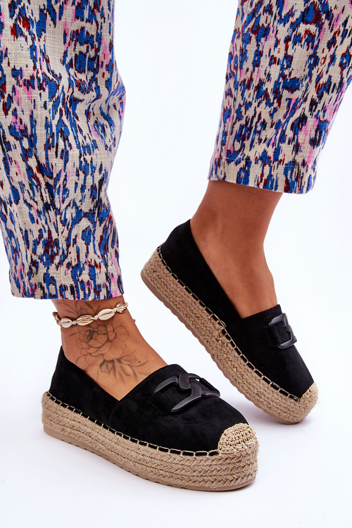 Damskie Klasyczne Espadryle Na Platformie Czarne Maurine