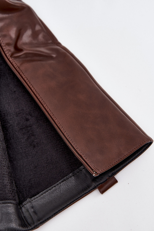 Kozaki Oficerki Damskie Na Niskim Obcasie Ocieplane Brązowe Averna