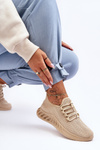 Damskie Wsuwane Materiałowe Sneakersy Beżowe Venett