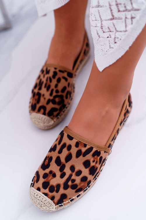 Espadryle Damskie Wsuwane Zamszowe Leopard Jungle