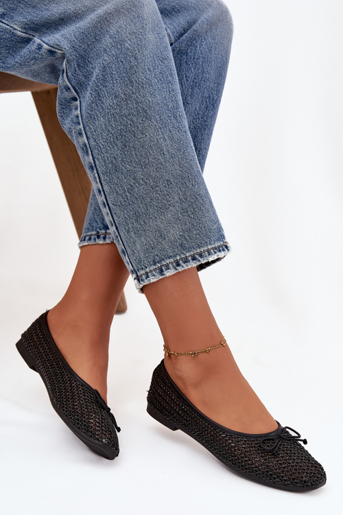 Baleriny Z Plecionką I Kokardką Czarne Belirra