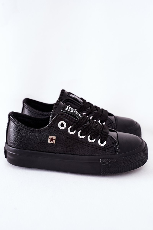 Dziecięce Skórzane Trampki BIG STAR FF374304 Czarne