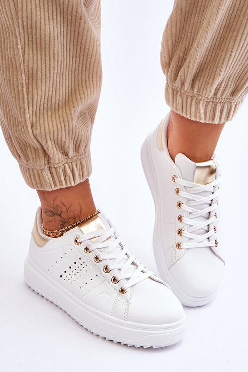 Damskie Sportowe Buty Biało-Złote Be First!