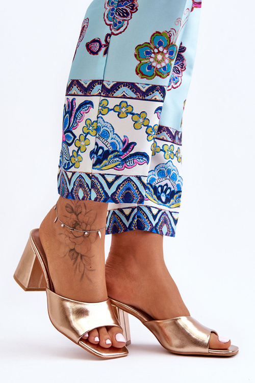 Damskie Skórzane Klasyczne Klapki Różowe Złoto Loara