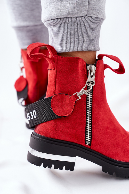 Ocieplane Botki Z Suwakiem Czerwone Cortona