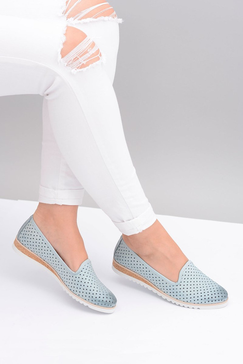 Skórzane Polskie Baleriny Lordsy Gabi