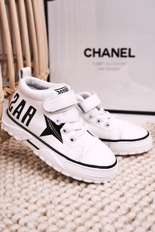 Dziecięce Wysokie Trampki Na Rzep Białe Sparky