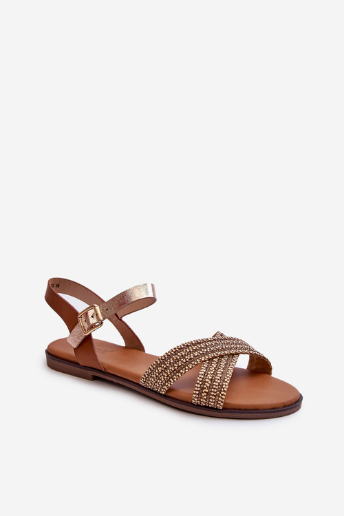 Płaskie Sandały Damskie S.Barski MY923 Brązowe