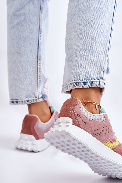 Damskie Sneakersy Big Star LL274422 Różowo-Beżowe