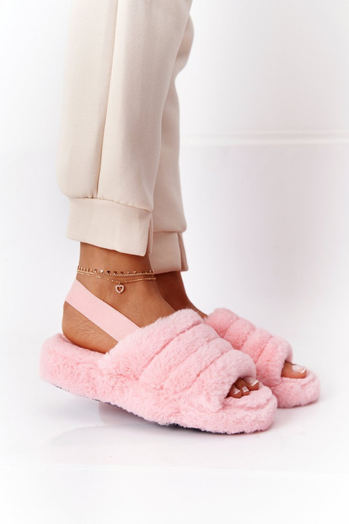 Futrzane Papcie Na Platformie Jasnoróżowe Snowflake