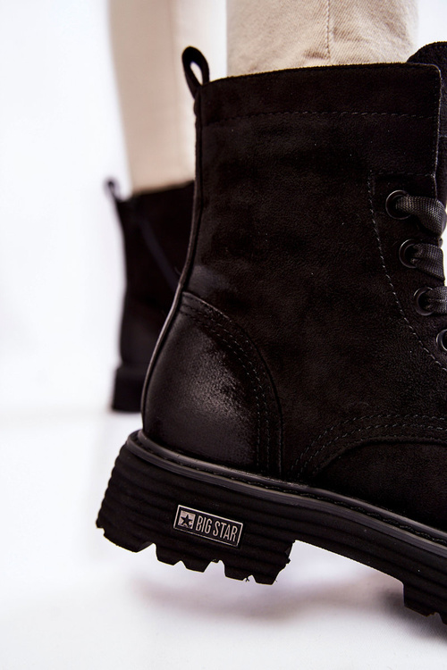 Damskie Zamszowe Botki Big Star KK274503 Czarne