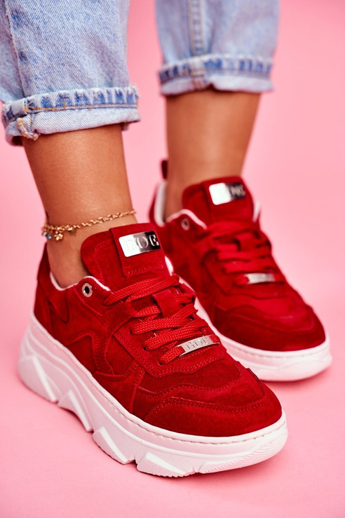 Damskie Sportowe Skórzane Obuwie GOE Czerwone FF2N3017