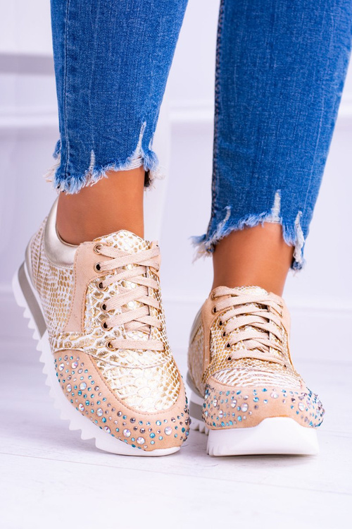 Złote Damskie Obuwie Sportowe Z Cekinami Lu Boo Infinitiale