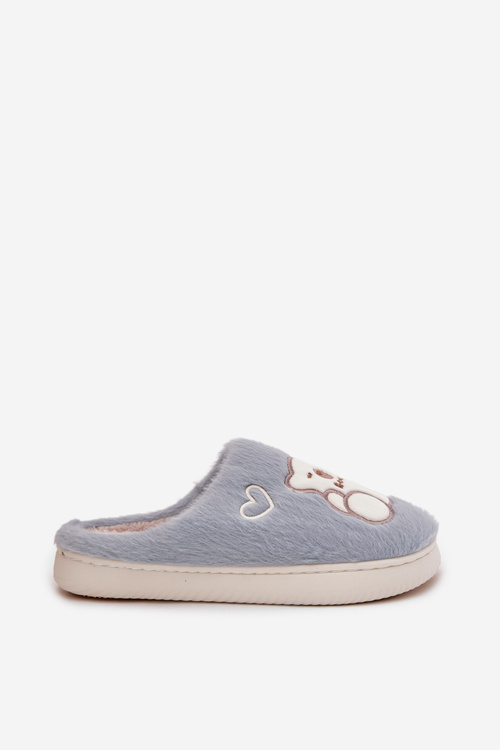 Futrzane Kapcie Z Misiem Niebieskie Noralie