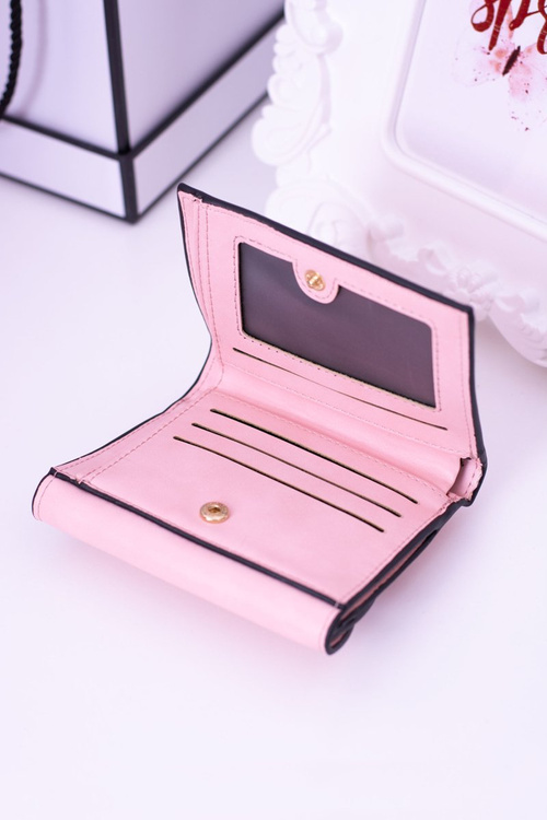 Mały Damski Różowy Portfel Portmonetka