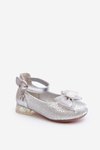 Balerinki Dziecięce Z Kokardą Srebrne Nanthea