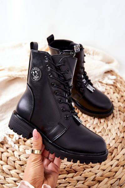 Dziecięce Ocieplane Botki Workery Czarne Rosalie