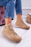 Trampki Damskie Big Star Wysokie Ocieplane Camel EE274116