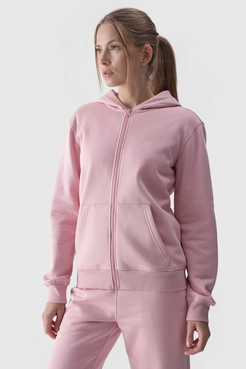 Bluza Damska Dresowa Z Kapturem Rozpinana Bawełniana 4F Różowa 4FWMM00TSWSF1467-56S