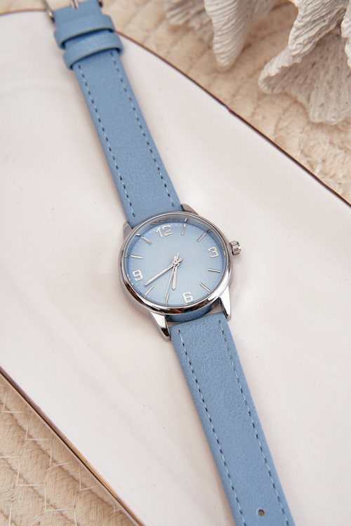 Damski Zegarek Na Eko Skórzanym Pasku Niebieski Ernest E62177