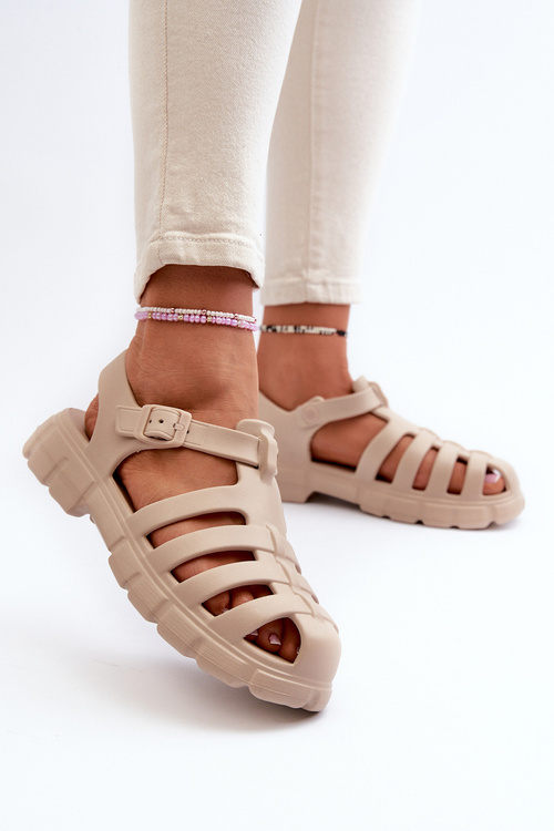 Damskie Piankowe Sandały Rzymianki Beżowe Gasaria