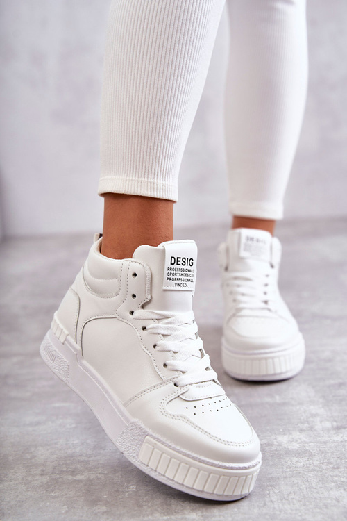 Damskie Wysokie Buty Sportowe Białe Trisa