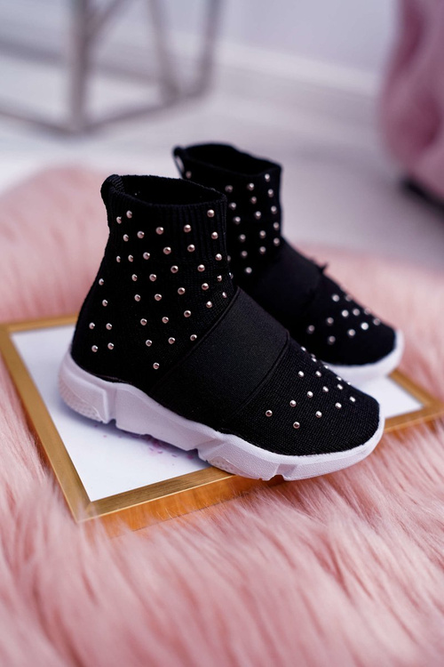 Dziecięce Młodzieżowe Obuwie Sportowe Wsuwane Czarne Delma